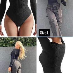 SUUKSESS Women Cutout Seamless Ribbed Bodysuit Long Sleeve 