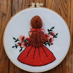 Girl With Flowers Embroidery