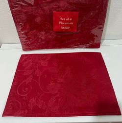 Set of 12 Burgundy Jacquard Holiday Placemats
