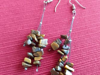 Tiger Eye Dangle Earrings. "3