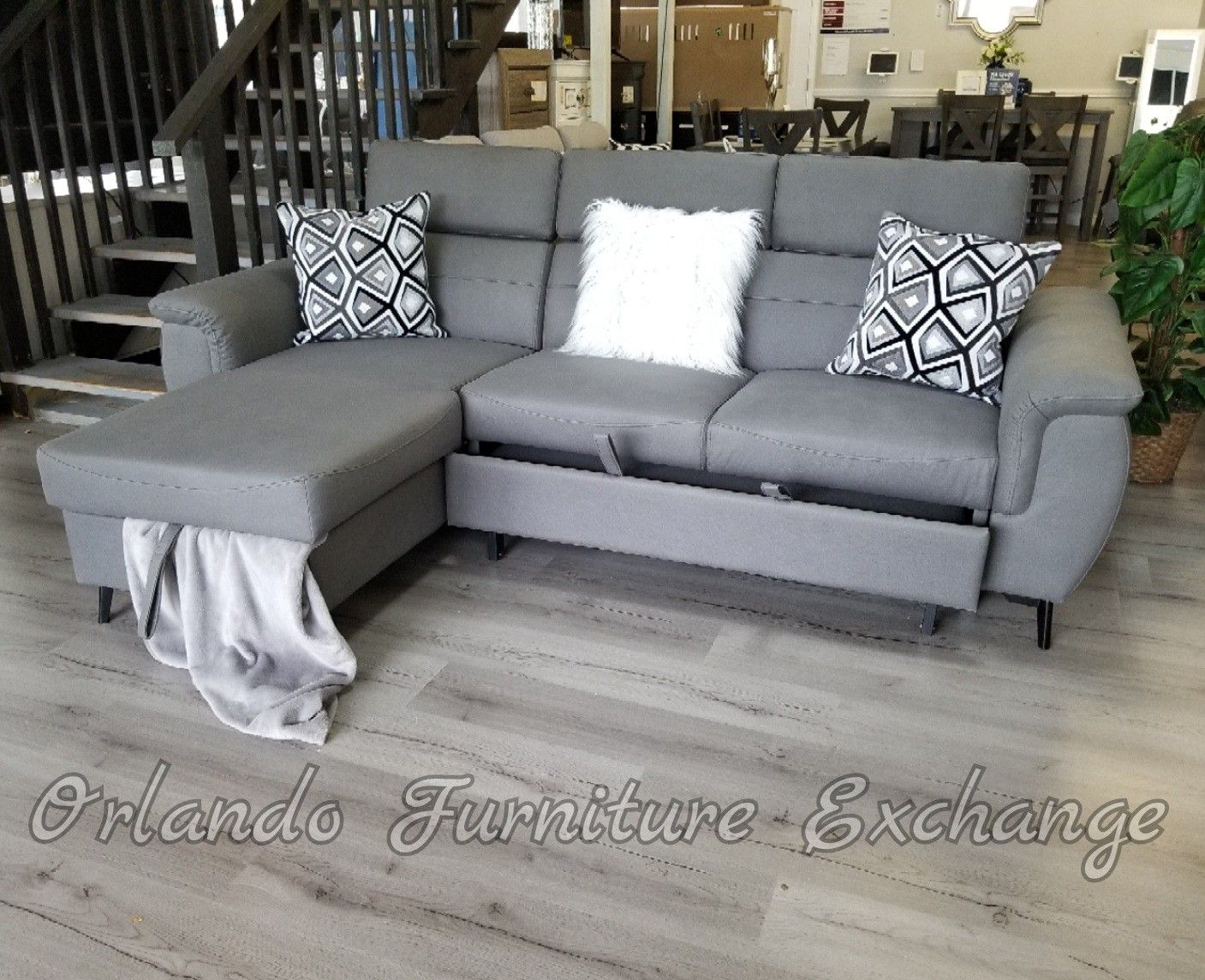 $789 FREE DELIVERY! BRAND NEW GREY SECTIONAL SOFA WITH BED