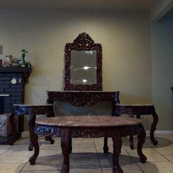 Vintage Marble Table Top Set Handcrafted 