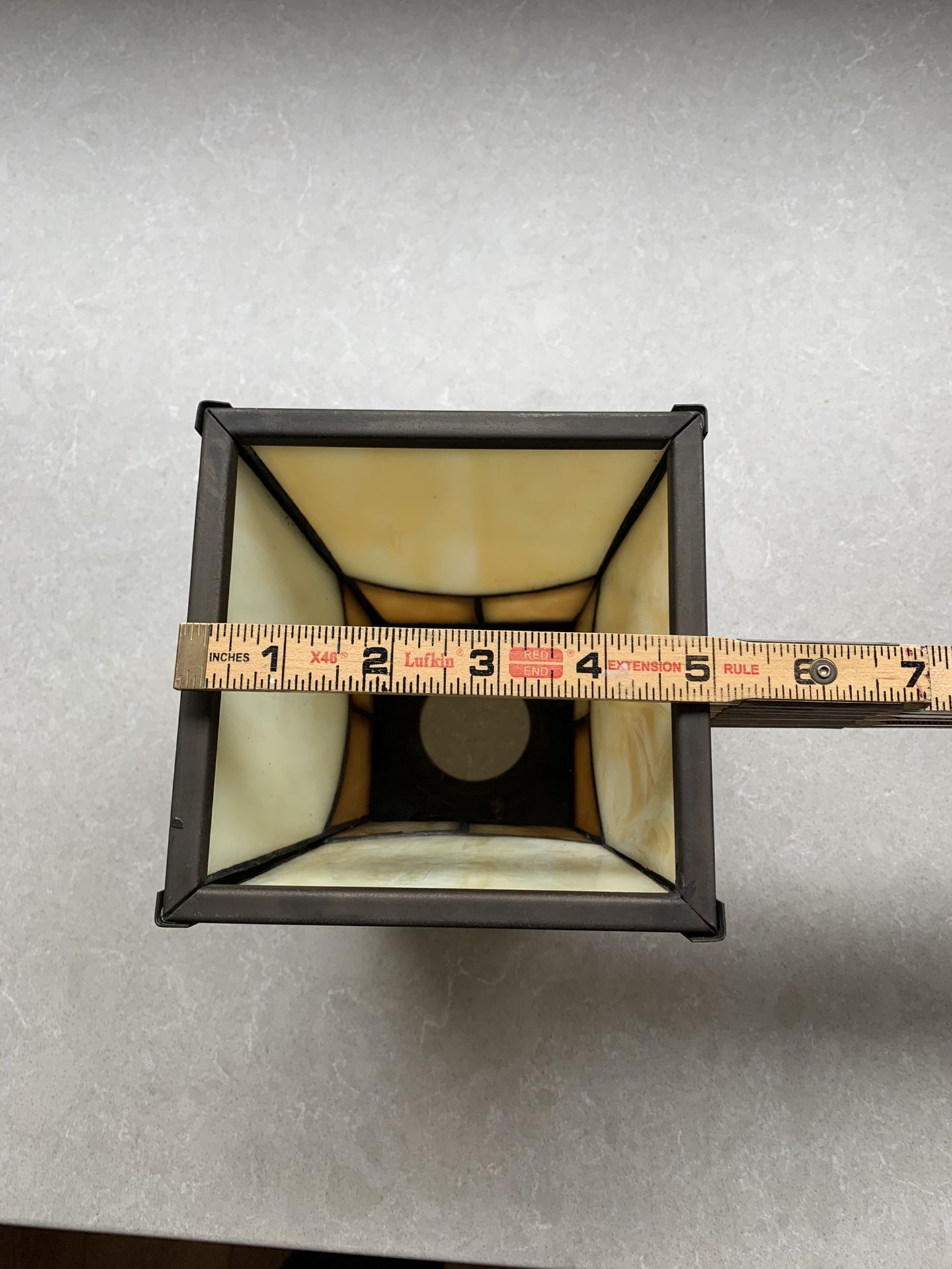 Craftsman / Mission Style 4Light Chandelier with Tiffany Style Glass