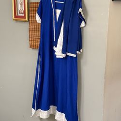 LADIES TWO PIECE FORMAL DRESS WITH A LONG SEQUINED TOP AND A LONG MATCHING SCARF OR DUPATTA