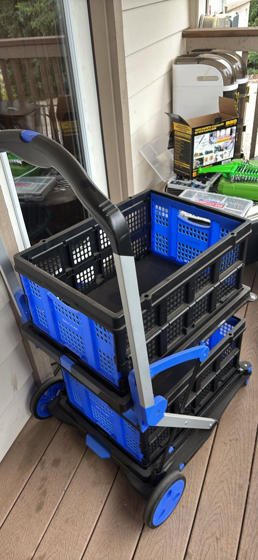 SEYVUM Folding Utility Cart with Collapsible Crates