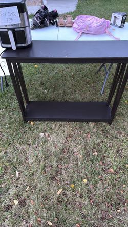 Black Wood Console Table with Bottom Shelf
