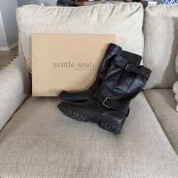 Kenneth Cole Black Leather Biker Boots
