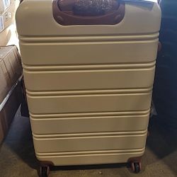 Merax Luggage Sets Carry on Suitcase Airline Approved,Hard Case Expandable Spinner Wheels, White and Brown, 3-Piece Set(20+28IN+Bag) $80