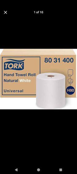 New in box
Tork Hand Towel Roll Natural White H80, Universal, 100% Recycled Fiber, 6 Rolls x 800 ft, , 6 Count (Pack of 1)
Compatible with H80 