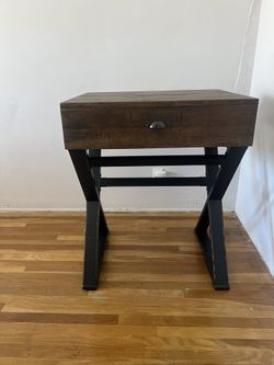 Distressed Antique Cognac And Black Wood Secretary Desk