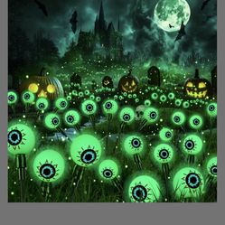 IBaycon 2 Pack 12 LED Solar Eyeball Lights, Halloween Decorations Firefly Lights Outdoor Waterproof, 2 Modes Solar Powered Swaying Light For Yard Gard