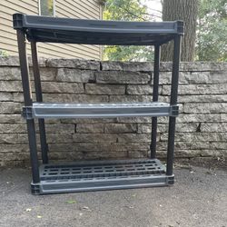 Storage Rack 3 Shelf Plano Gray Plastic 36x18x29”