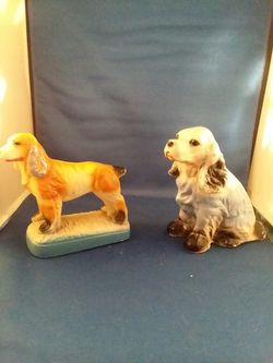 Vintage chalkware dogs