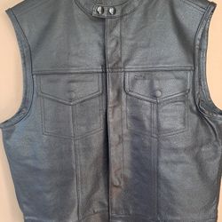 USA Leather Covert Black Leather Vest