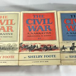 The Civil War A Narrative Shelby Foote 3 Hardback Book Volume Set 1(contact info removed) 1974