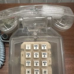 Cortelco ITT 2500 desk phone, featuring a clear, retro design!