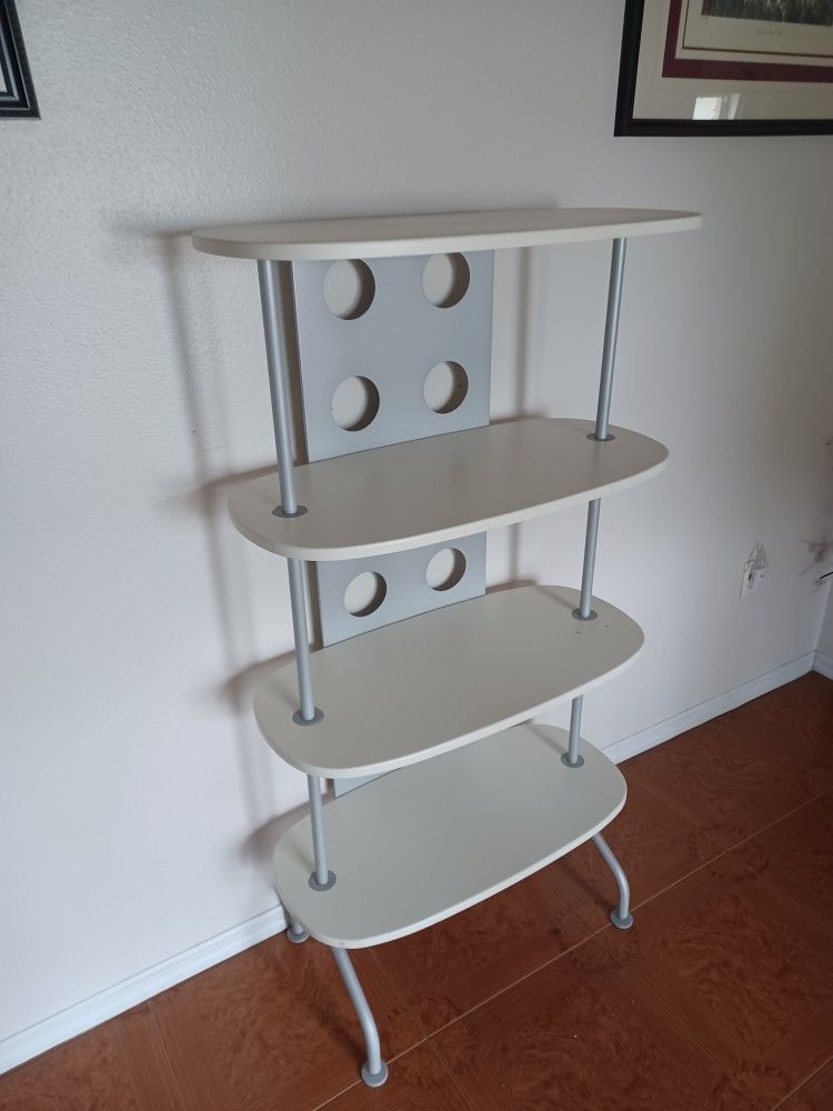 Retro White 4 Tier Metal Shelf Great Condition