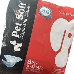 Pet Soft Doggie Disposable Diapers Female Puppy Cats 8pcs XSmall (Jeans Pattern) Lot Of 2 