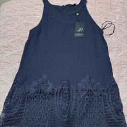 Nwt Womens Blue Adrianna Papell Lace Tank Top 