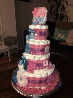 Gender reveal diaper cake
