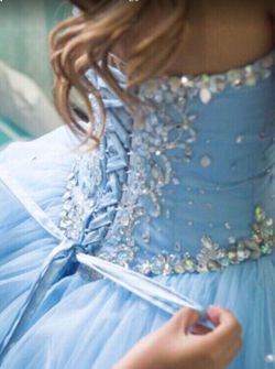 Baby Blue Cinderella Quinceanera ball gown dress