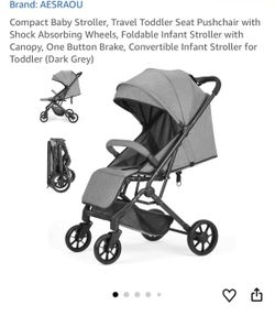 brand new Grey Portable Folding Stroller - Excellent Condition