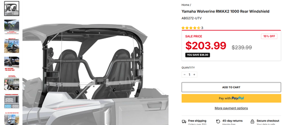 NEW StarknightMT Rear Windshield – Yamaha Wolverine RMAX2 1000