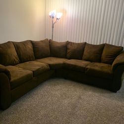 Brown L-Shaped Sectional Sofa