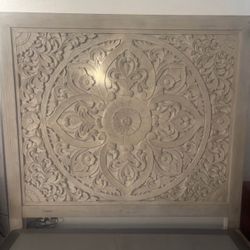 Queen Hand carved Wood Headboard & Adjustable Base Revive 3.0