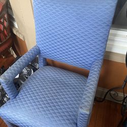 Vintage High Back Upholstered Arm Chairs Set(2)