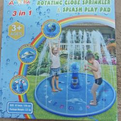 New Rotating Globe Sprinkler & Splash Pad for Kids, Outdoor Water Play