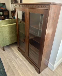 Antique Wood Display Cabinet