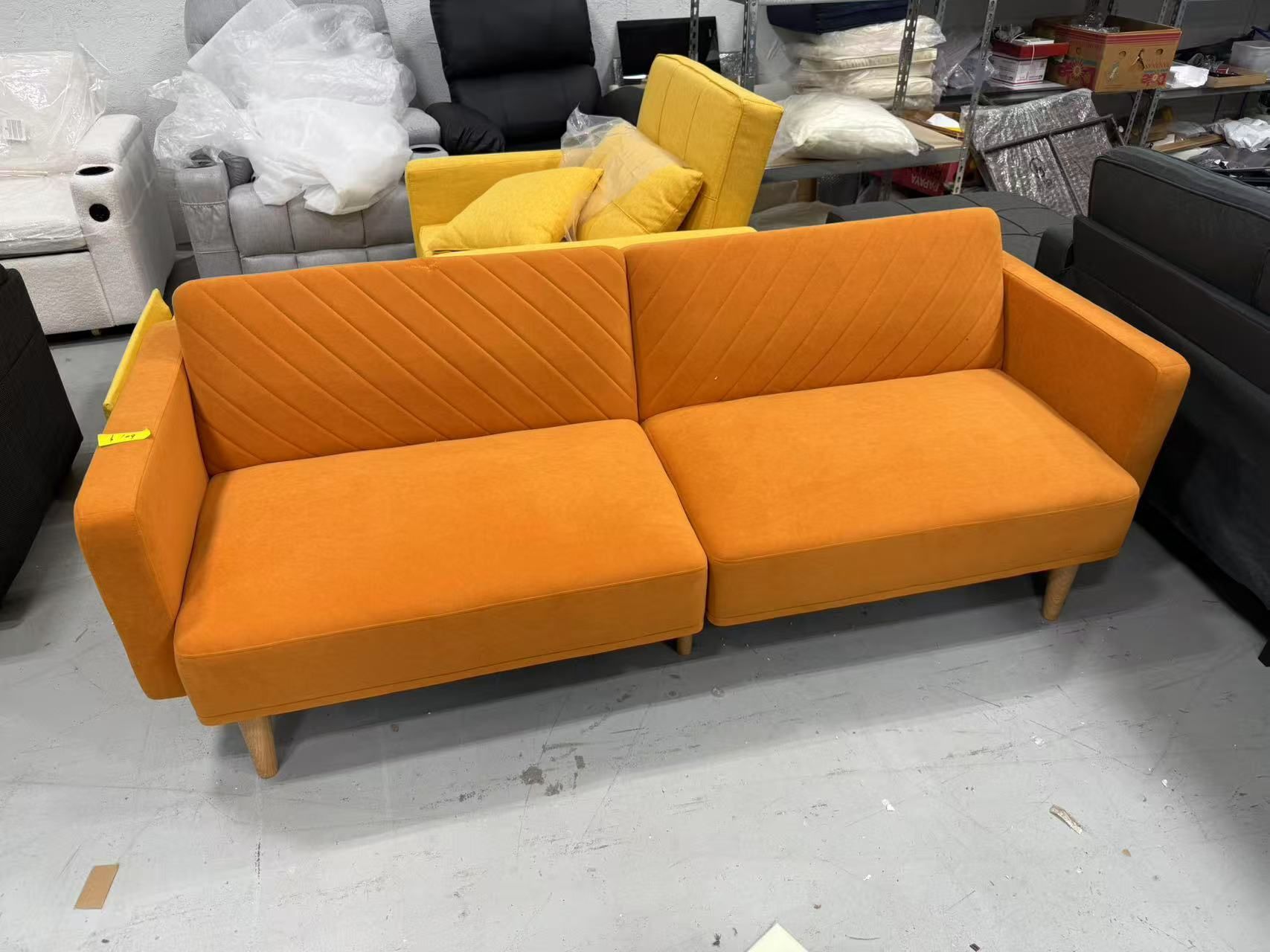 New 76.8" Futon Sofa Bed, Small Couch, Sleeper, Loveseat, Mid Century Modern Futon