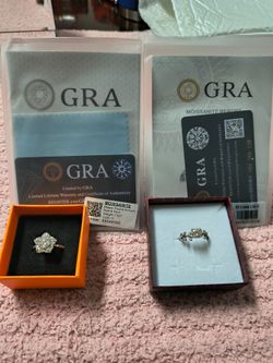 GRA Certified 925 sterling silver Moissanite Rings – Set of 2