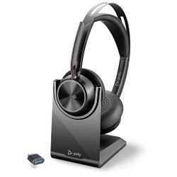 Poly Voyager Focus 2 UC Wireless Headset w/Microphone & Charge Stand (Plantronics) - Active Noise Canceling (ANC) - Connect PC/Mac/Mobile via Bluetoot