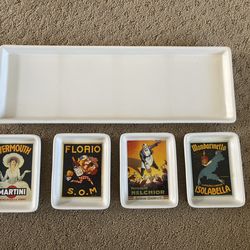 Pottery Barn Vintage Poster Condiment Tray Set