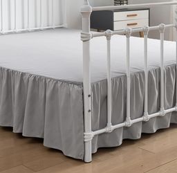 King Size Bed Skirt – 16” Drop – Light Gray – New