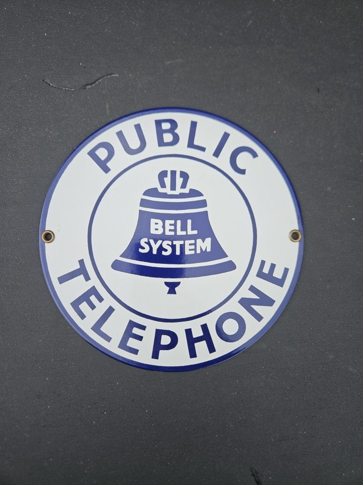 Bell System Public Telephone Porcelain Sign