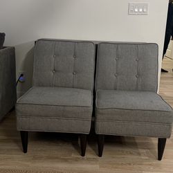 Mid-Century Modern Armless Accent Chairs (Set of 2)