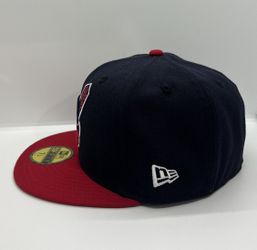 Cotton White Blue Chief Wahoo Banned Cleveland Indians Guardians 1997 World Series New Era Fitted Hat Cap Rare | AULII