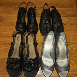 Size 8 women's shoe lot heels wedges liz clairborne Laura scott sugarfoot