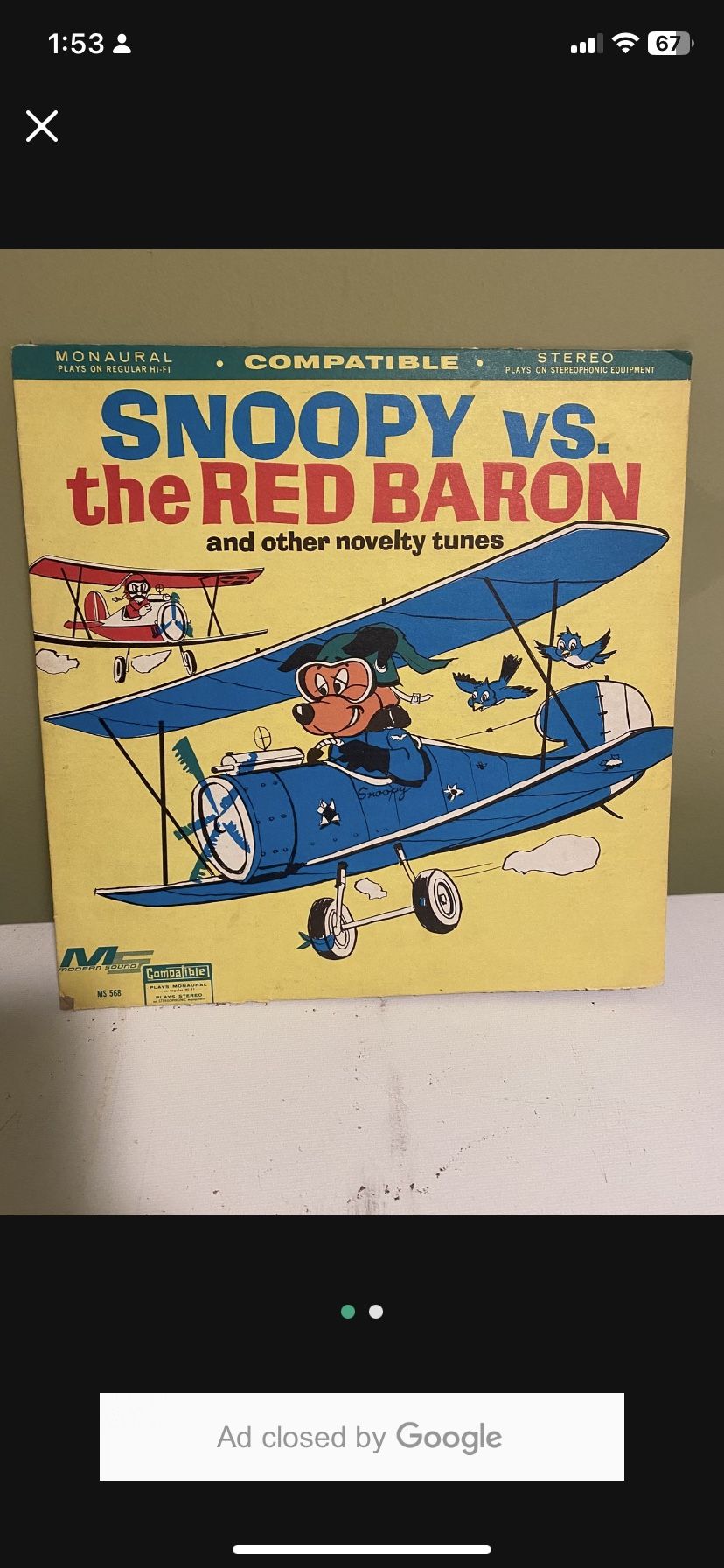 Vintage Snoopy & Red Baron & Other Novelty Tunes