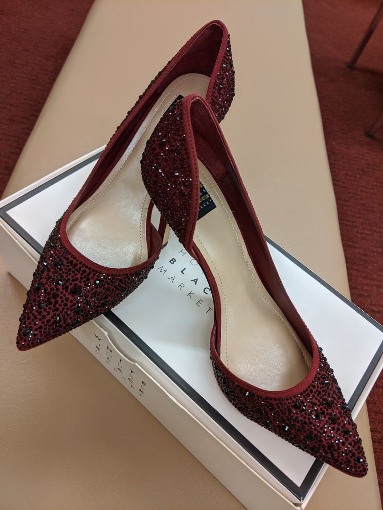 Womens Pumps White House Black Market Ella ombré embellished d'Orsay heels in grenadine Women's Shoes Size 7.5
