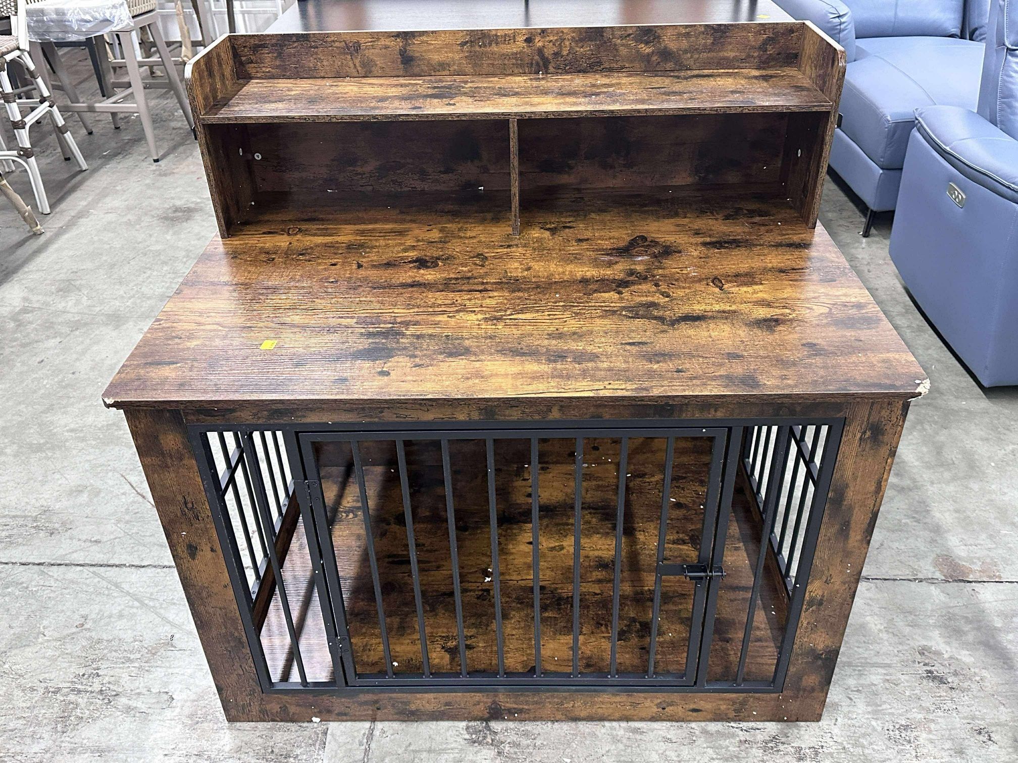 Ktaxon 41in Pet Crate End Table, 3-in-1 Heavy Duty Wooden Dog Crate with Storage Shelf for Living Room, Large Dog Cage(damage