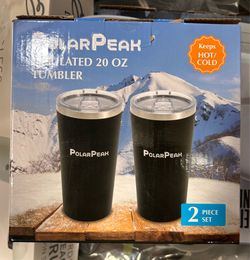 Polar Peak Insulated HOT Or COLD 20 Ounce Tumbler Beverage Storage Set of 2