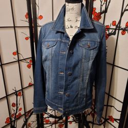 FADED GLORY BLUE STONE WASHED DISTRESSED DENIM JACKET SIZE M (8-10) 