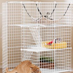White Indoor Cat Cage - Used As A Shoe And Clothing Rack (2)