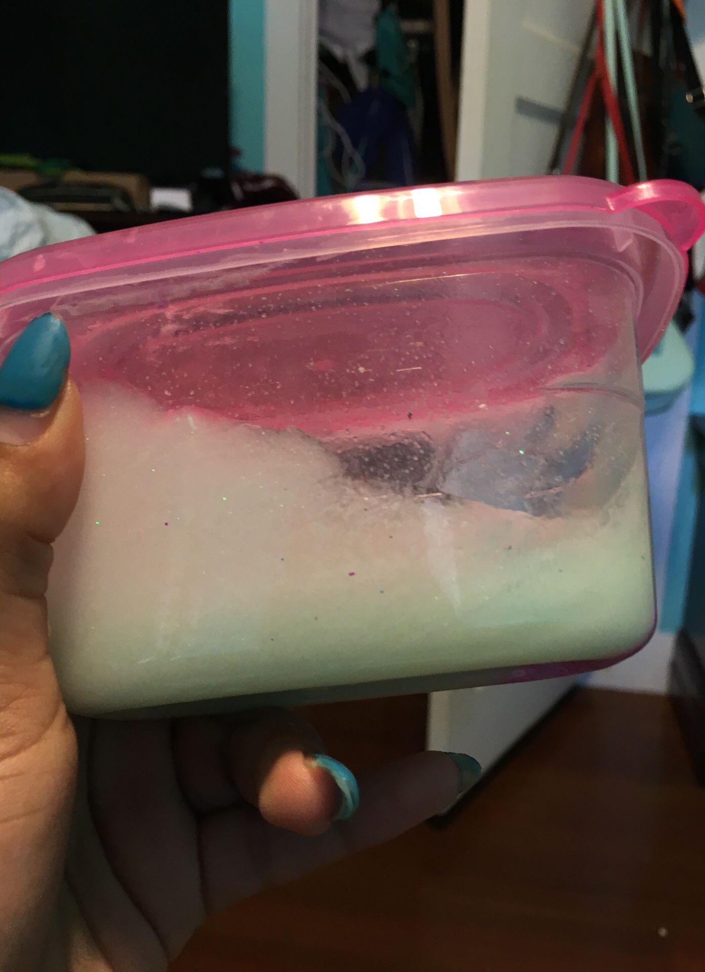 Large glitter glow-in-the-dark slime with beads