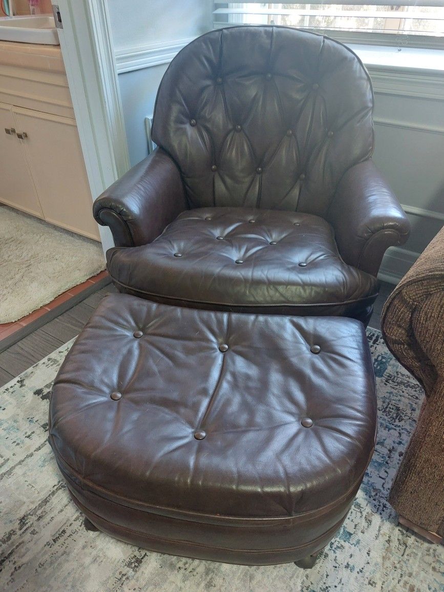 Leather Chair With Ottoman. $50