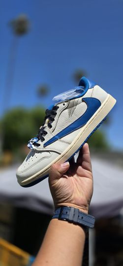 Fragment Design x Travis Scott x Air Jordan 1 Retro Low OG SP 'Sail Military Blue'